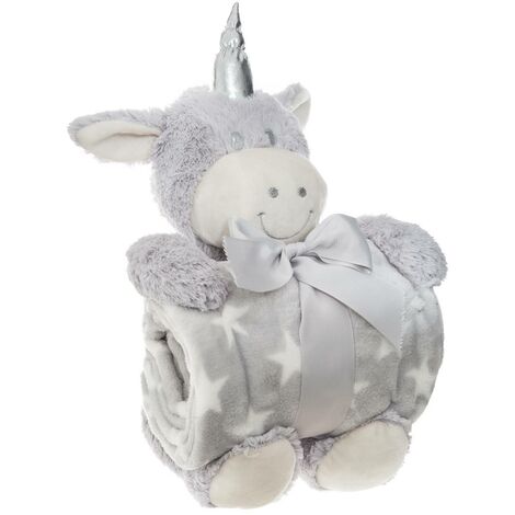 Plaid Enfant et sa Peluche Licorne 75 X 100 cm - Atmosphera