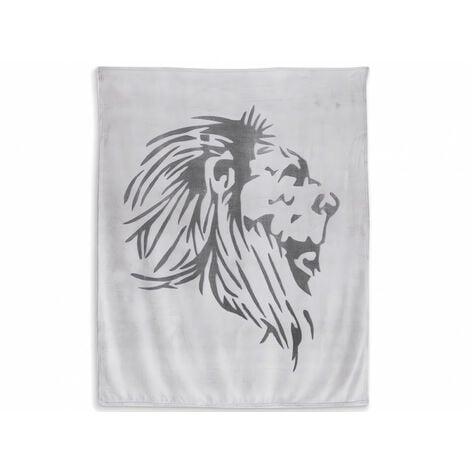 Plaid extra doux 130x150 cm LION gris et anthracite