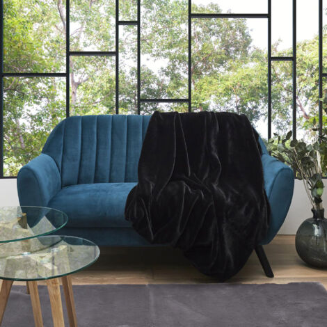 Plaid fausse fourrure collection OPULENCE 120x150 cm coloris noir