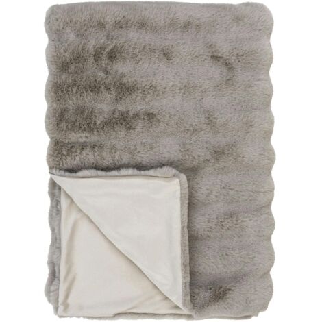 Plaid fausse fourrure gris clair - esprit cocooning FALLON