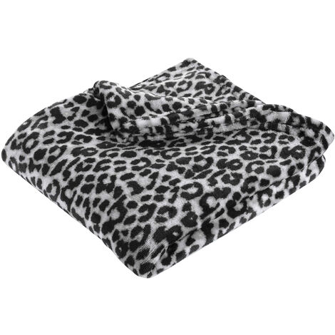 1001KDO Plaid flanelle 125 x 150 cm Leopard gris