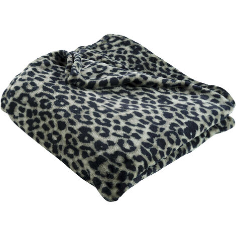 1001KDO Plaid flanelle 125 x 150 cm Leopard kaki
