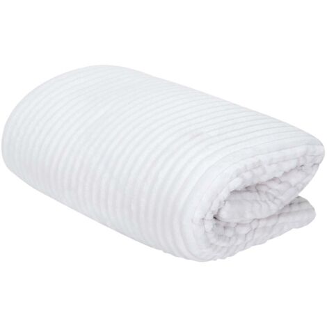 Plaid Flanelle Côtelé 180x220cm Blanc et Sherpa
