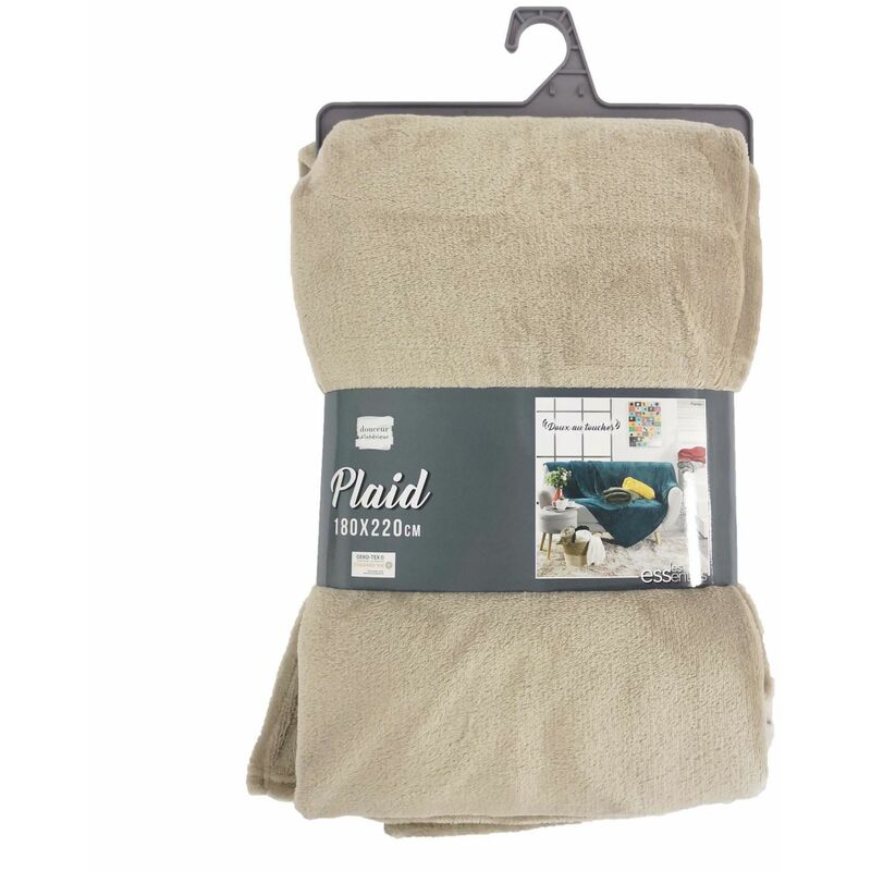 Plaid Uni en Flanelle "Flanou" 180x220cm Taupe