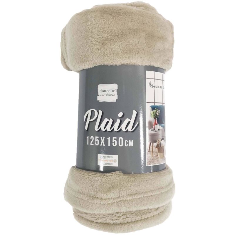 Plaid Uni en Flanelle "Flanou" 125x150cm Taupe