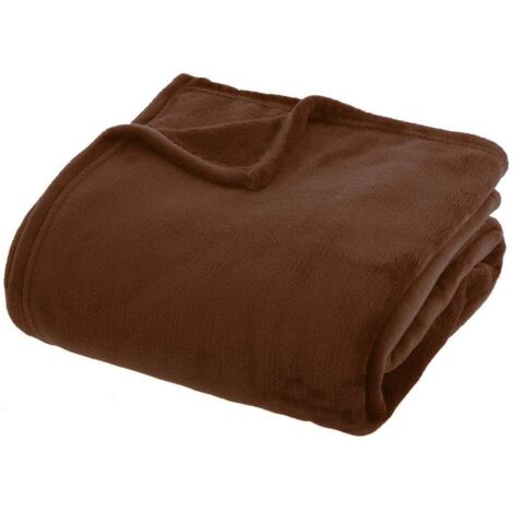 Plaid flanelle Ollis marron tonka 230x180cm - Atmosphera créateur d'intérieur