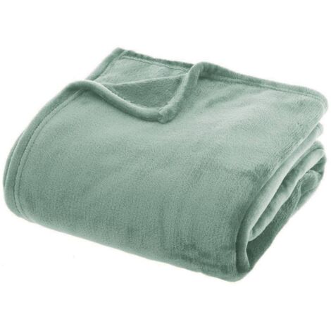 Plaid flanelle Ollis vert céladon 230x180cm - Atmosphera créateur d'intérieur