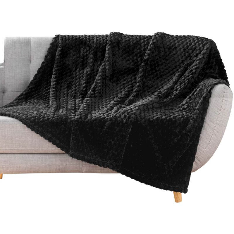 Plaid flanelle relief 125 x 150 cm Mini Breetzy noir Plaid flanelle relief 125 x 150 cm Mini Breetzy noir