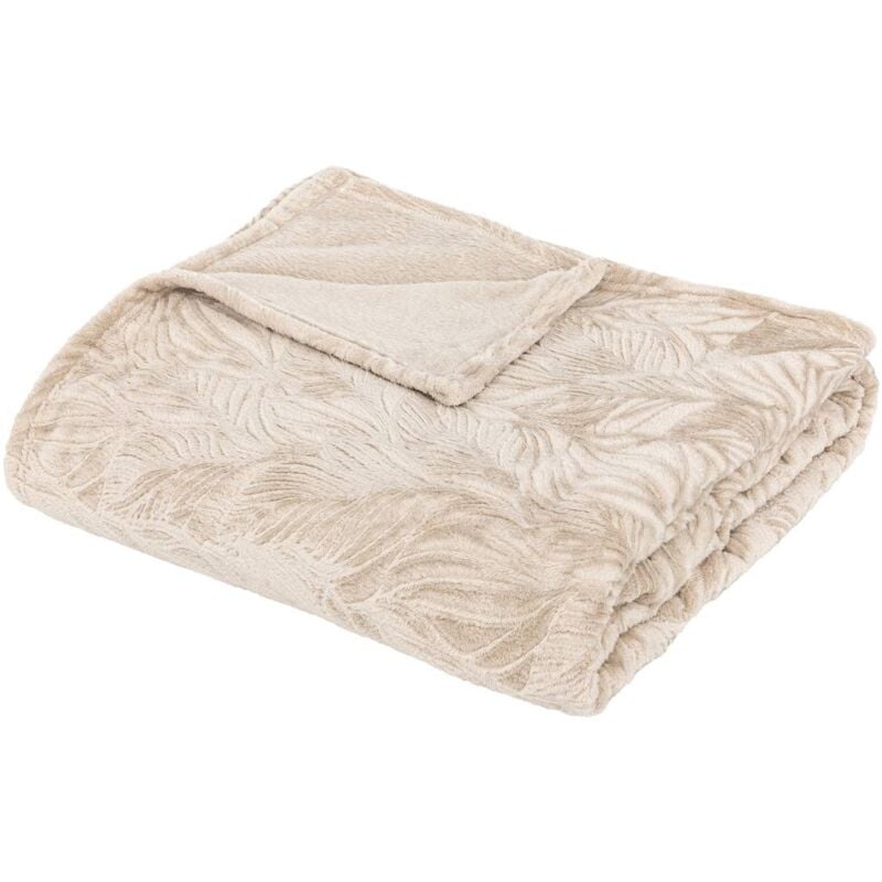 Plaid flanelle Roy beige 180x230cm Atmosphera créateur d'intérieur
