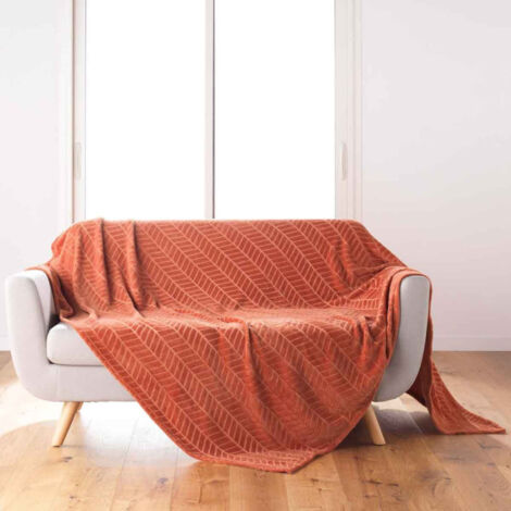 Plaid Flanelle Uni "Arya" 180x220cm Terracotta