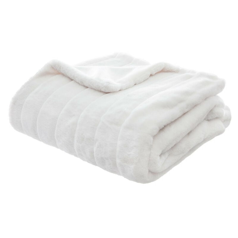 Plaid fourrure 120 x 160 cm Atmosphera Blanc
