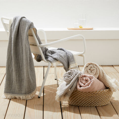 Plaid gaze de coton bi-colore VENCE