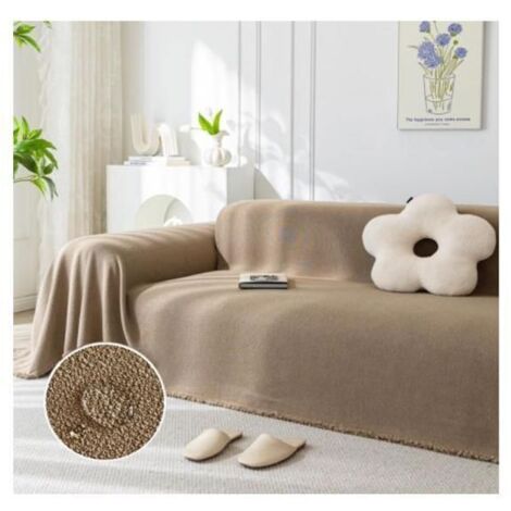 Plaid Grande Taille Sépia pour Canapé, Housse Imperméable Anti-Griffes de Chat, Universelle 1 à 4 Places avec Angle Décoratif