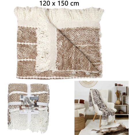 Plaid Gris Fonce Acry Franges 120x150cm