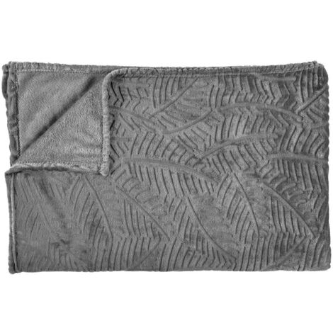 Plaid Gris Foncé Flanelle Embossé 120x150cm