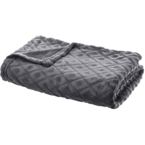 Plaid Gris motif Losange en relief 125 x 150  cm - Atmosphera