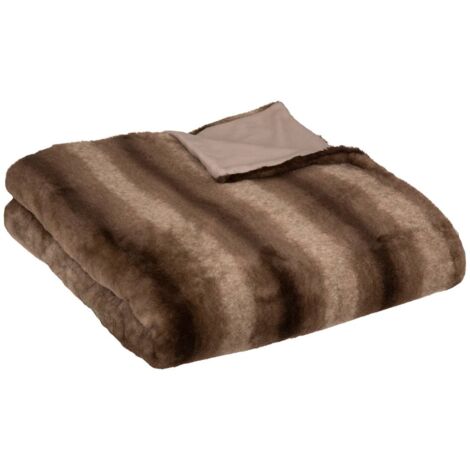 Plaid Grizzli fausse fourrure marron 180x230cm - Atmosphera créateur d'intérieur - Marron