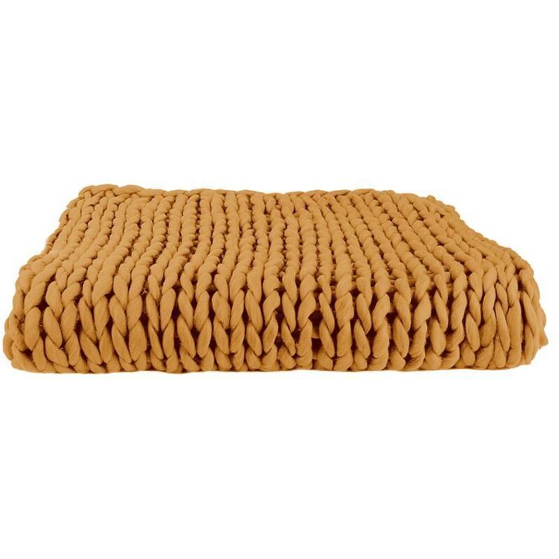 The Home Deco Factory - Plaid grosse maille 120x150 cm ocre