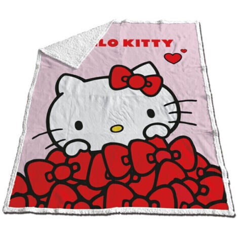 Plaid - Hello Kitty Nœuds Papillons Rouges - 130x170 cm