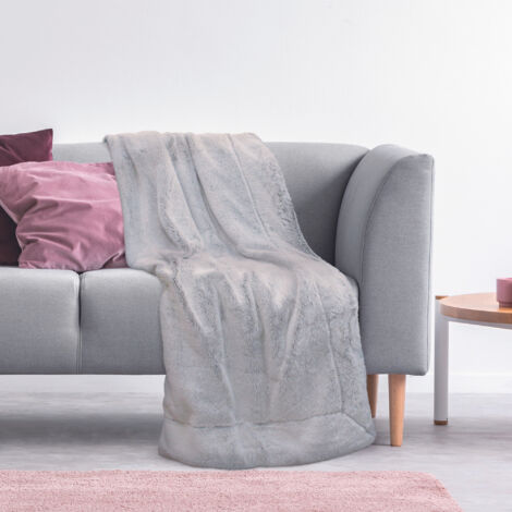 Plaid - Home Deco Factory - Imitation Fourrure - Xxl - Gris