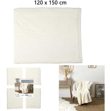 Plaid Imit Fourre Blanc 120x150cm