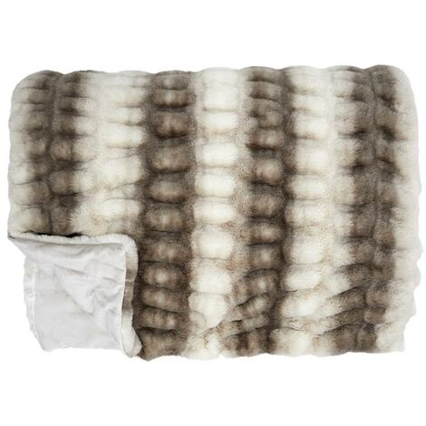 PLAID IMIT FOURRURE LUXURY 140X200CM - BLANC MARRON