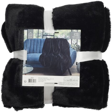 Plaid Imit Fourrure Opulence Noir 120x150cm