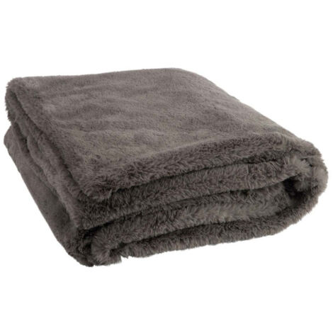Plaid Imitation Fourrure "Cutie" 130x180cm Gris Foncé