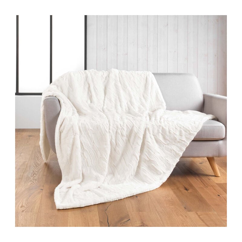 Plaid Imitation Fourrure 'Foxy' 125x150cm Naturel