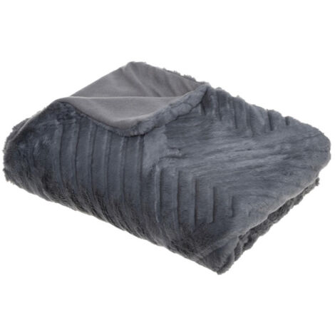 Plaid Imitation Fourrure "Geo" 120x160cm Gris