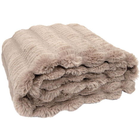 Plaid Imitation Fourrure "Opulence" 120x150cm Taupe
