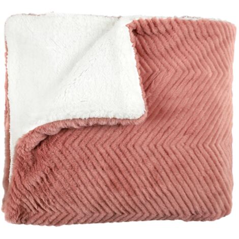 Plaid Imitation Fourrure Rose Sherpa 140x200 - Home Deco Factory