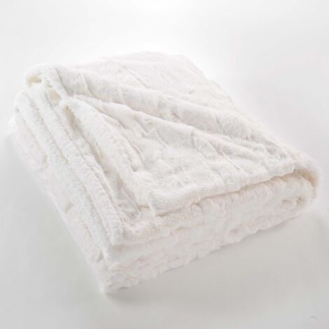 Plaid imitation fourrure/sherpa Foxy naturel 125x150