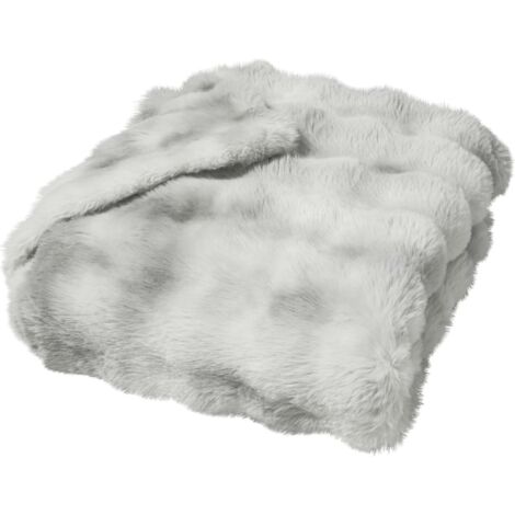 Plaid imitation fourrure ultra doux 180 x 220 cm – 100% polyester – Certifié Oeko-TEX – Couleur gris chic