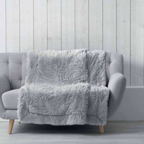 Plaid Imitation Fourrure Uni "Marilou" 125x150cm Gris