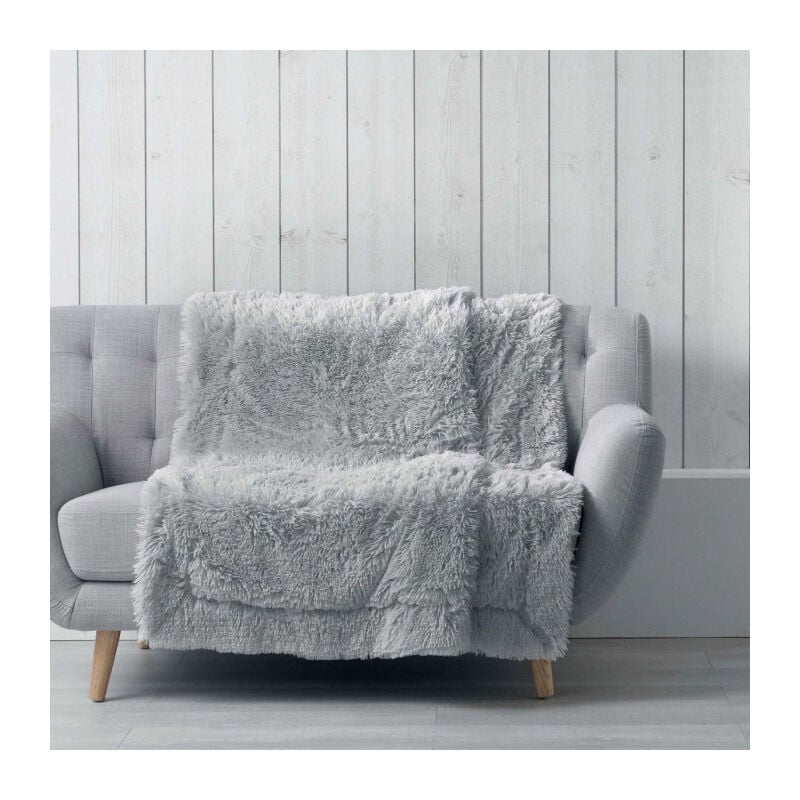 Plaid Imitation Fourrure Uni 'Marilou' 180x220cm Gris