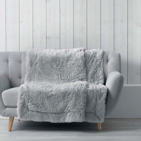 Plaid Imitation Fourrure Uni "Marilou" 180x220cm Gris