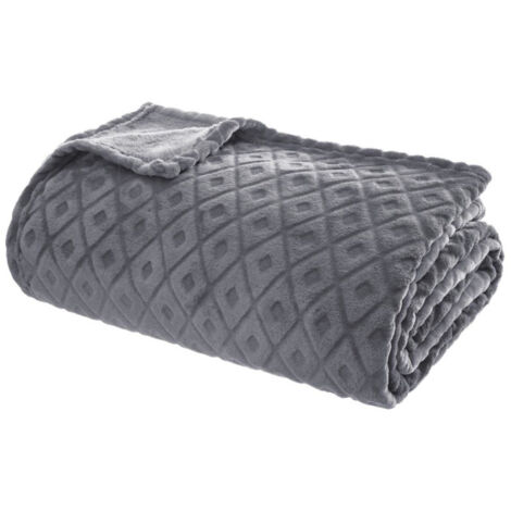 Plaid Imprimé "Losange 3D" 180x230cm Gris