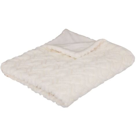 Plaid Mara fausse fourrure blanc 180x230cm - Atmosphera créateur d'intérieur - Blanc