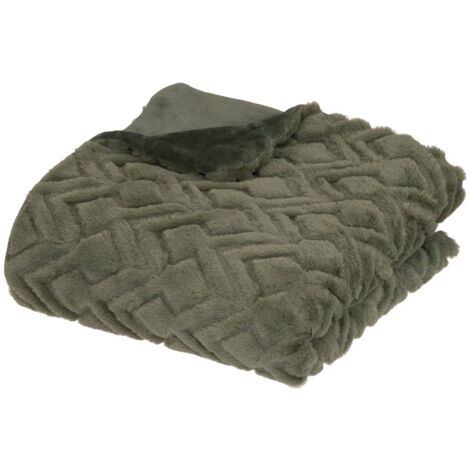 Plaid Mara fausse fourrure vert kaki 180x230cm - Atmosphera créateur d'intérieur - Kaki