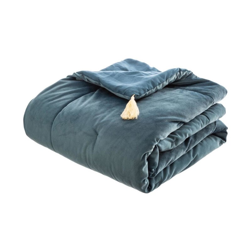 Dessus de Lit Velours "Froz" 80x180cm Bleu