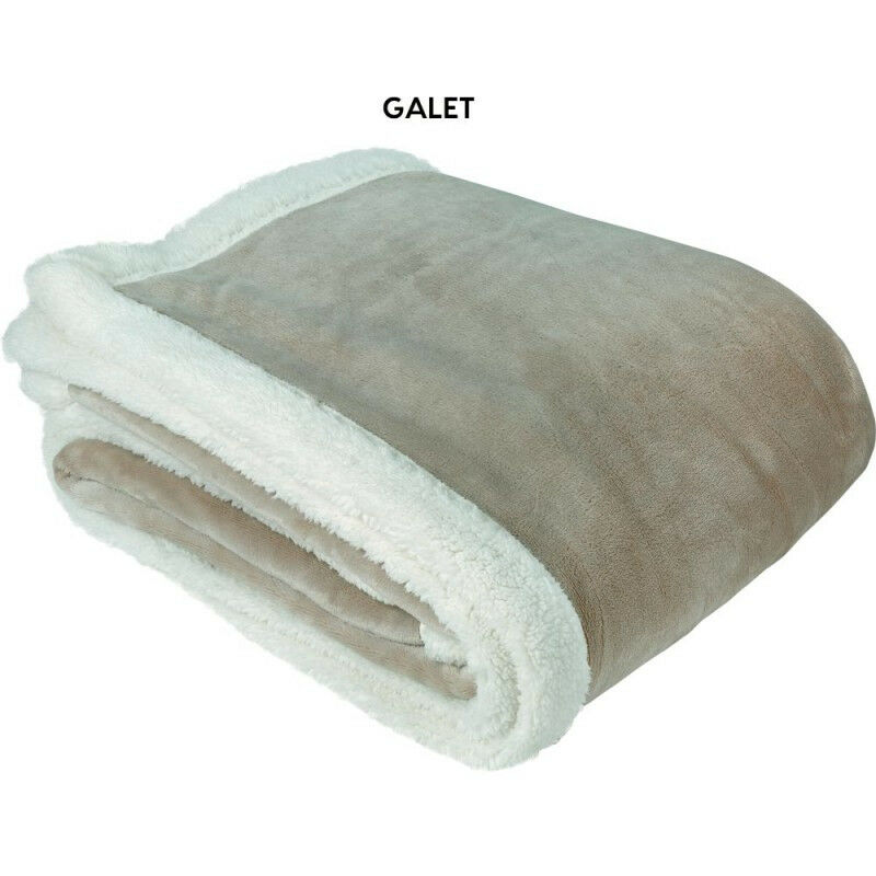 Plaid micro fourrure double face 'Week end' Toison D'or Week end Galet - 130 x 150 cm