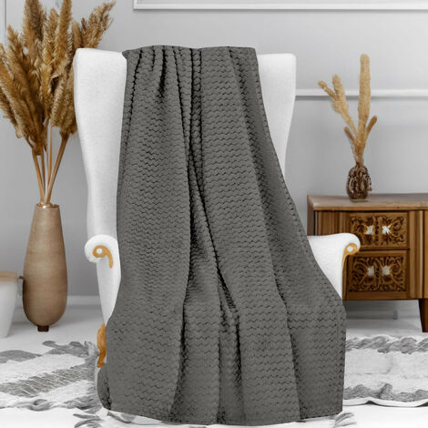 Plaid microfibre 120x160 cm COCOONING gris, par Soleil d'Ocre