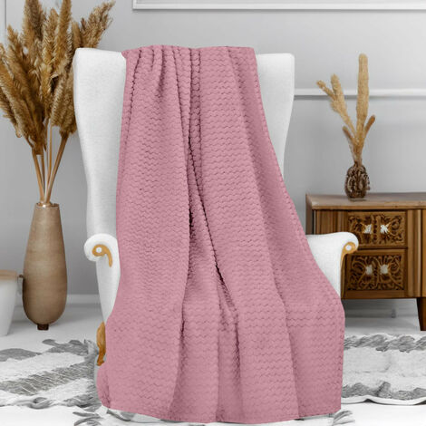 Plaid microfibre 120x160 cm COCOONING vieux rose, par Soleil d'Ocre