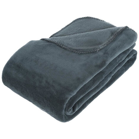 Plaid Microfibre Bleu Orage 180 x 230 cm - Atmosphera