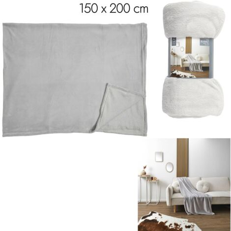 PLAID MICROFIBRE GRIS CLAIR 150X200CM M12