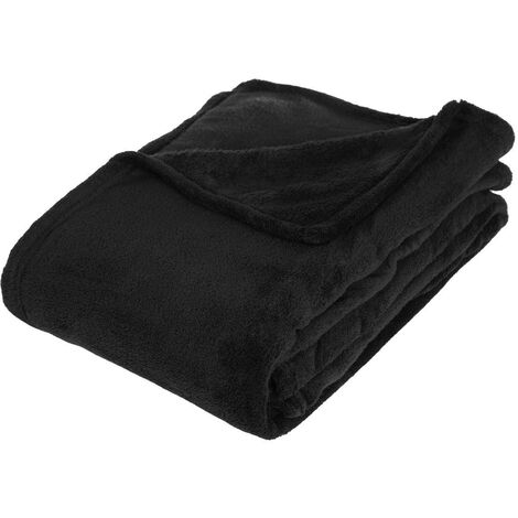 Plaid microfibre noir 130x180cm – Polyester doux et chaleureux – Pour intérieur et extérieur – Atmosphera créateur d'intérieur