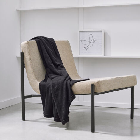 Plaid Moelleux "Essential" - Gris fusain - 180 x 220 cm - Livraison gratuite