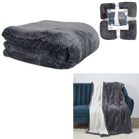 Plaid Nid Abeille Gris Sherpa Xxl 180x220cm - GRIS FONCE