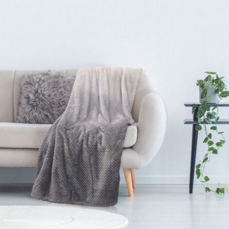 Plaid nid d'abeille 150x200 cm en tissu gris